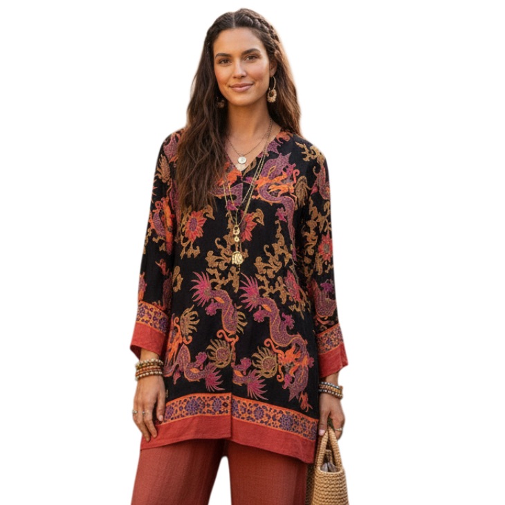 Mint Dvf Diane Von Furstenberg Silk Assets Blouse Multi Color Asian Dragon